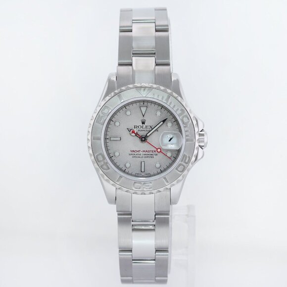 50% OFF! WOMENS ROLEX PLATINUM YACHT MASTER WATCH WITH BOX - Picture 1 of 6